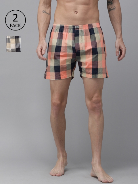 

Roadster Pack of 2 Men's Multicolor Checked Boxers, Multi