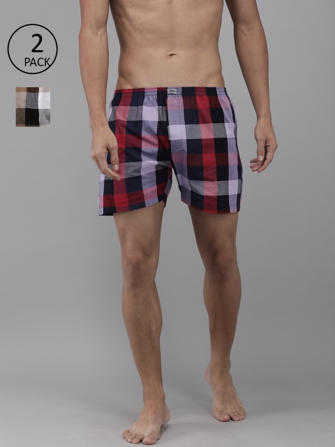 

Roadster Men Pack of 2 Checked Pure Cotton Boxers RD-BOX-2pp-N12, Red