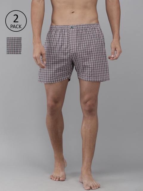 

Roadster Men Pack of 2 Checked Pure Cotton Boxers RD-BOX-2pp-N16, Brown