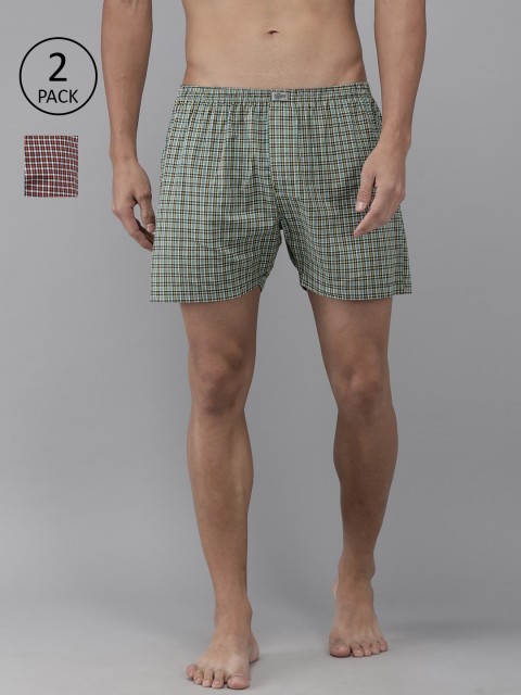 

Roadster Men Pack of 2 Checked Pure Cotton Boxers RD-BOX-2pp-N1, Red