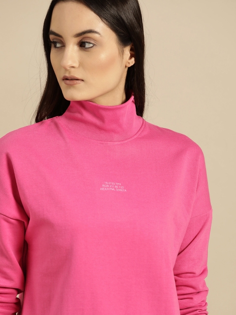 

ether Women Pink Solid Sweatshirt