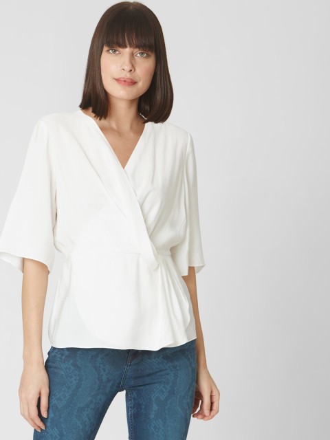 

Vero Moda Women White Solid Wrap Top