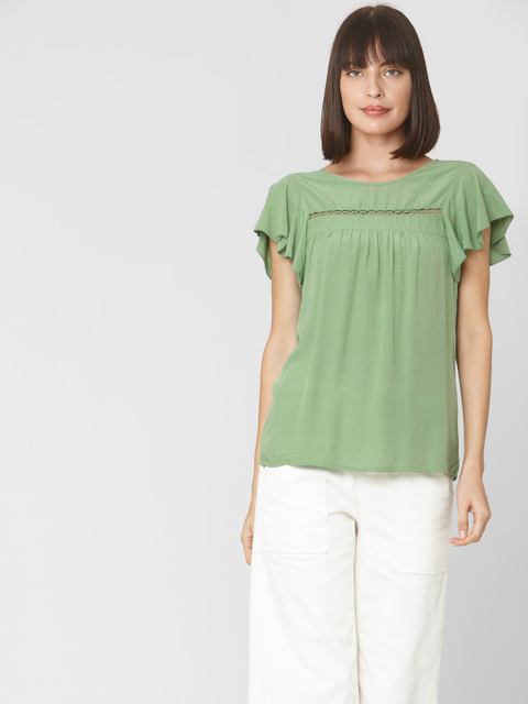 

Vero Moda Women Green Solid Top