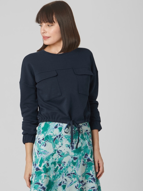 

Vero Moda Women Navy Blue Solid Sweatshirt