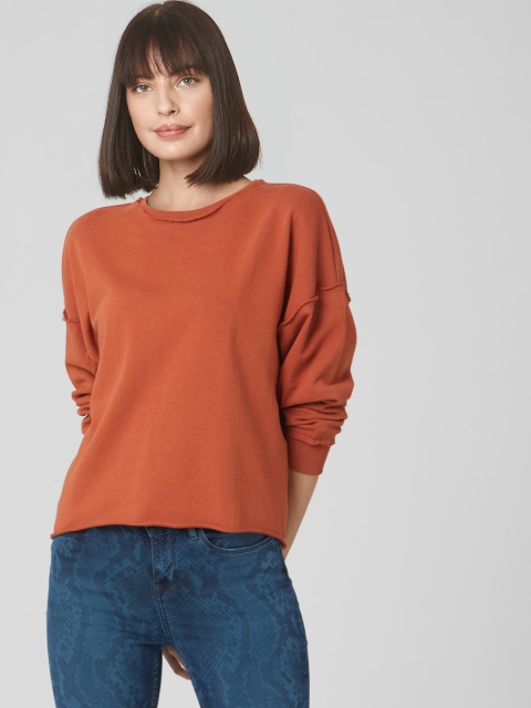 

Vero Moda Women Rust Brown Solid Sweatshirt