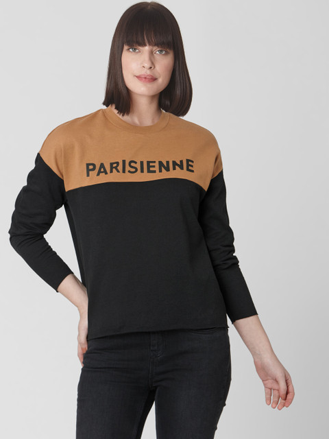 

Vero Moda Women Black & Brown Colourblocked Sweatshirt