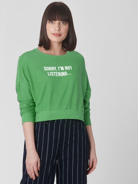 

Vero Moda Women Green Printed Sweatshirt