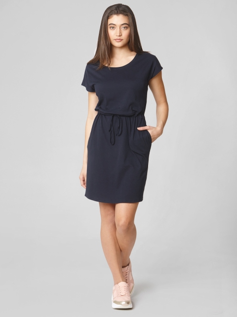 

Vero Moda Women Navy Blue Solid Organic Cotton Sheath Dress