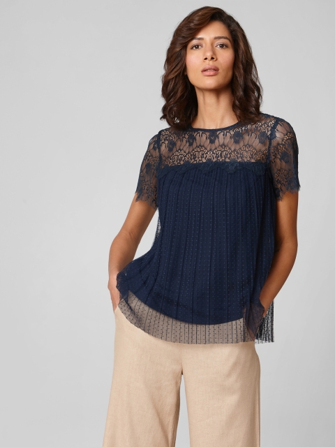 

Vero Moda Women Navy Blue Self Design Top