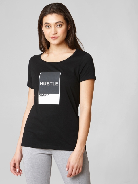 

Vero Moda Women Black Printed Round Neck T-shirt