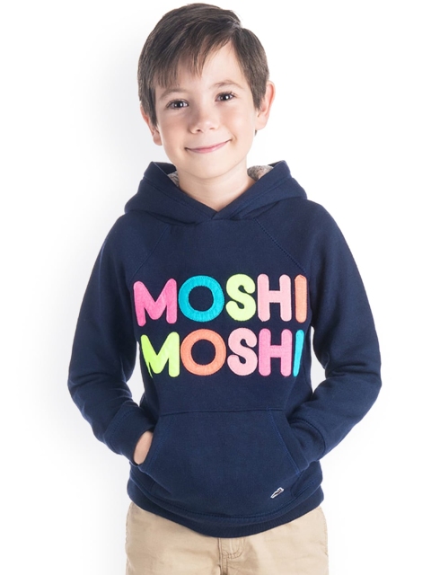 

Cherry Crumble Unisex Kids Blue & Pink Printed Hooded Sweatshirt