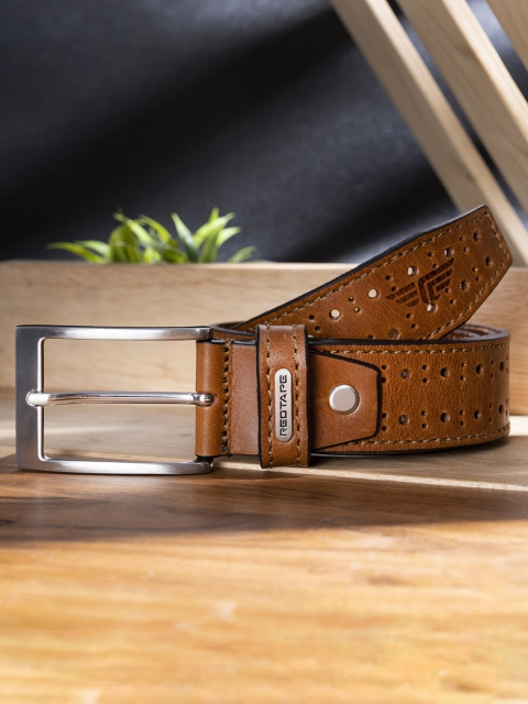

Red Tape Men Tan Brown Textured Leather Belt
