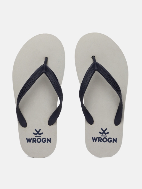 

WROGN Men Grey & Black Solid Thong Flip-Flops