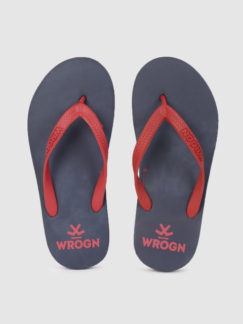 

WROGN Men Navy Blue Solid Thong Flip-Flops