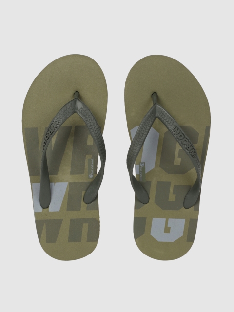 

WROGN Men Olive Green Printed Thong Flip-Flops