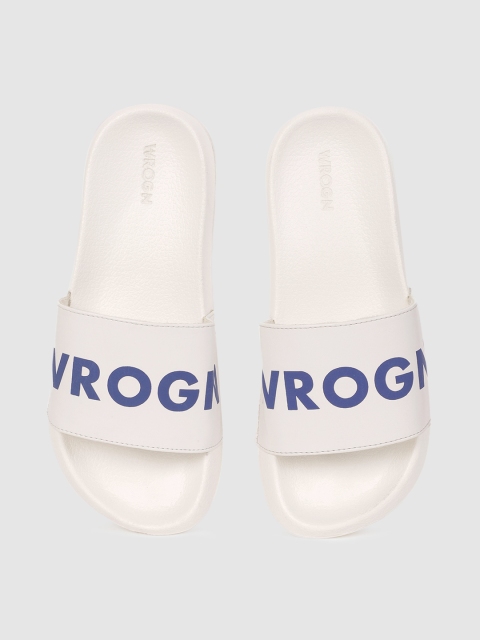 

WROGN Men White Printed Sliders