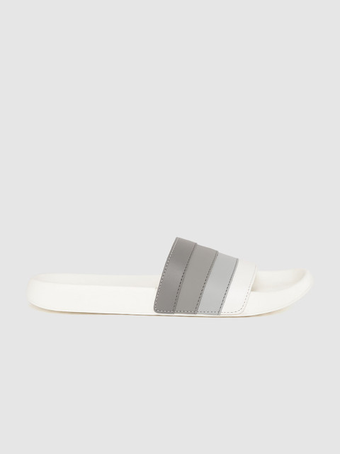 

WROGN Men Grey & White Striped Sliders