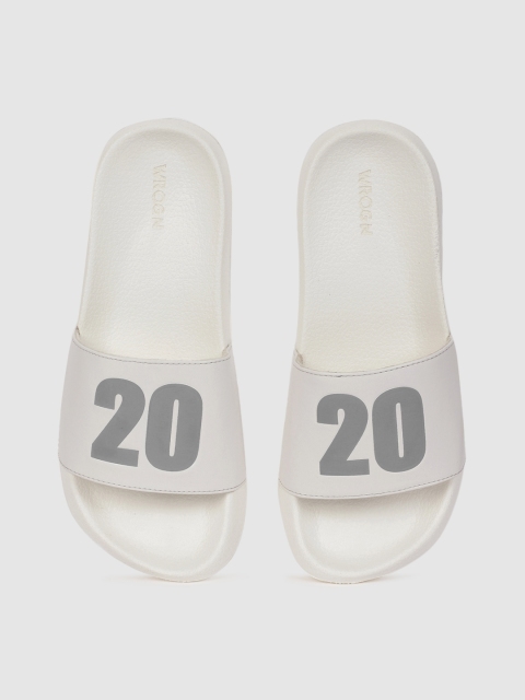 

WROGN Men White Printed Sliders