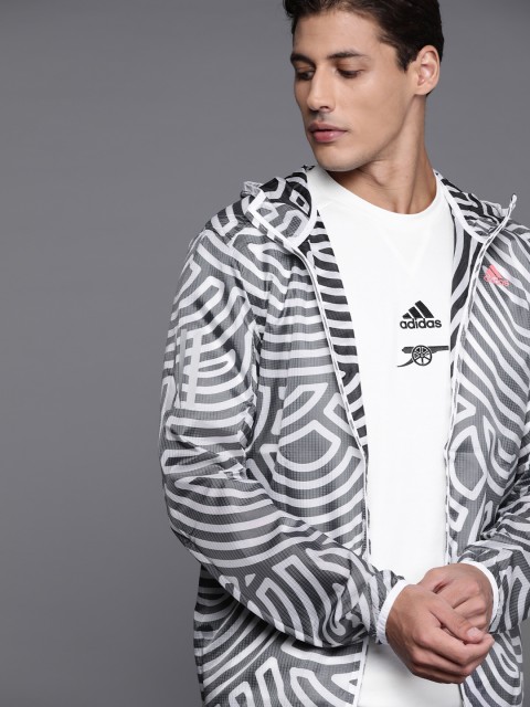 

ADIDAS Men Black & Grey Printed Tokyo Run Jacket