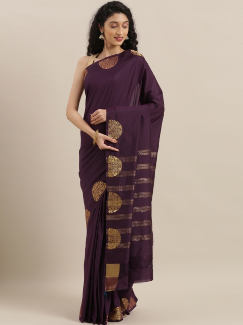 

The Chennai Silks Classicate Purple & Gold-Toned Art Silk Solid Saree
