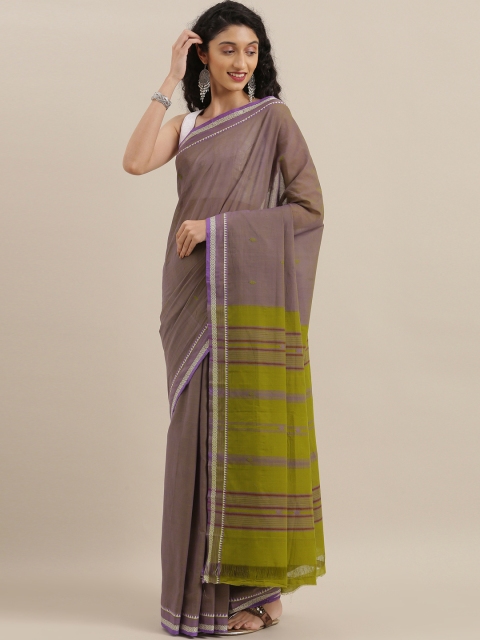 

The Chennai Silks Lime Green & Purple Dual Tone Pure Cotton Woven Design Saree