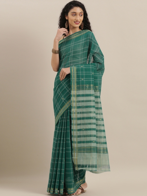 

The Chennai Silks Green & Off-White Pure Cotton Woven Design Sustainable Saree