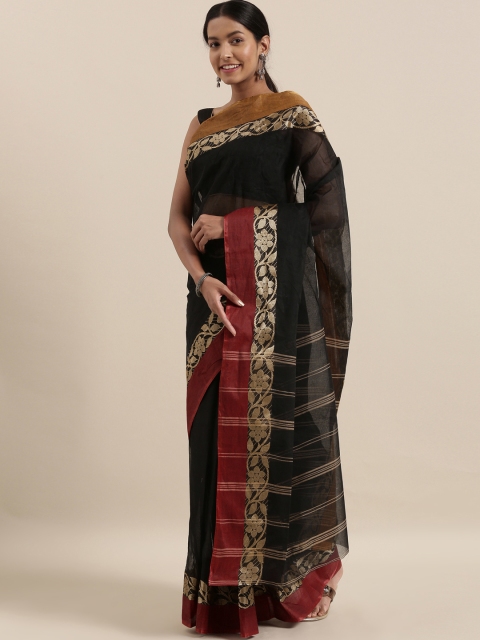 

The Chennai Silks Black Pure Cotton Solid Taant Saree