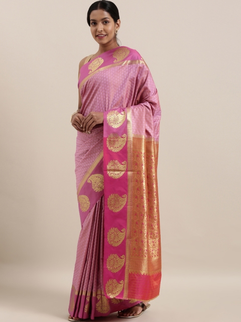 

The Chennai Silks Classicate Pink & Gold-Toned Art Silk Woven Design Saree