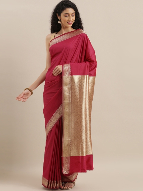 

The Chennai Silks Classicate Magenta Pink & Gold-Toned Art Silk Woven Design Saree