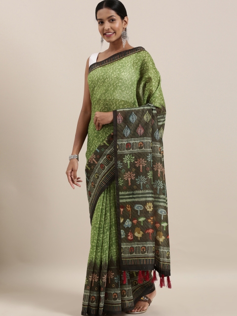 

The Chennai Silks Classicate Green Viscose Rayon Printed Banarasi Saree