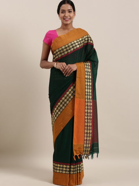 

The Chennai Silks Classicate Green Solid Pure Cotton Saree