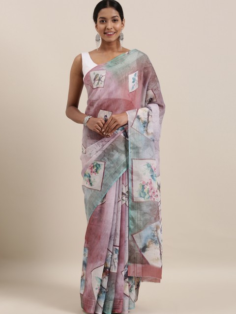 

The Chennai Silks Mauve & Blue Polyester Printed Saree