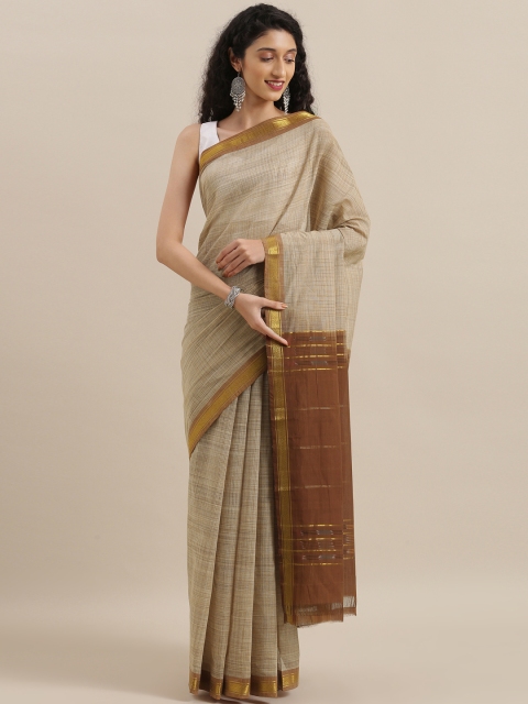 

The Chennai Silks Classicate Brown & Gold-Toned Pure Cotton Woven Design Saree