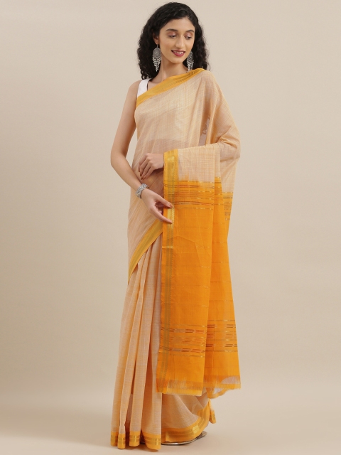 

The Chennai Silks Classicate Mustard Yellow Woven Design Pure Cotton Saree