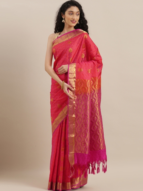

The Chennai Silks Classicate Coral Pink Pure Silk Woven Design Kanjeevaram Saree