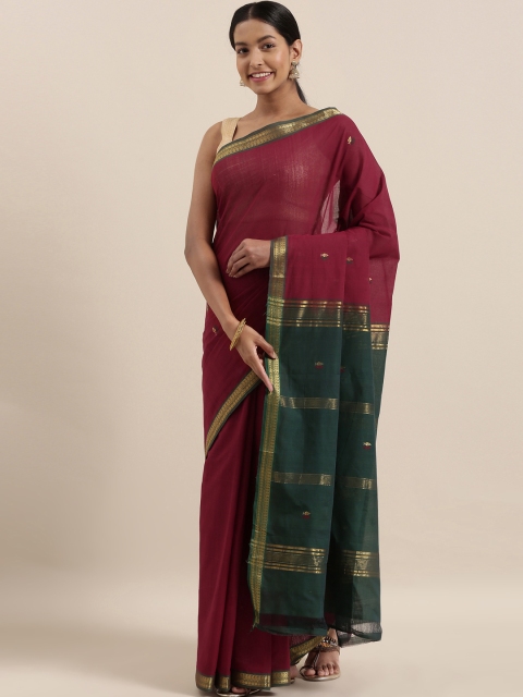 

The Chennai Silks Burgundy Solid Pure Cotton Saree