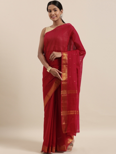 

The Chennai Silks Red & Gold-Toned Pure Cotton Woven Design Venkatgiri Saree