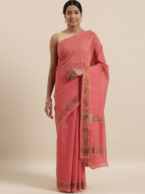 

The Chennai Silks Pink Pure Cotton Striped Venkatgiri Saree