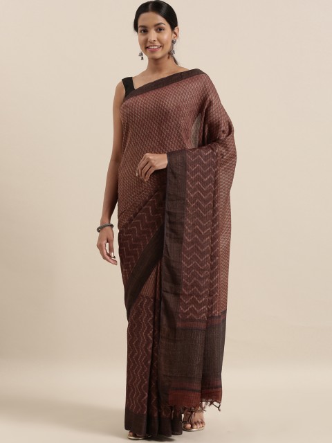 

The Chennai Silks Brown Leheriya Printed Pure Cotton Saree