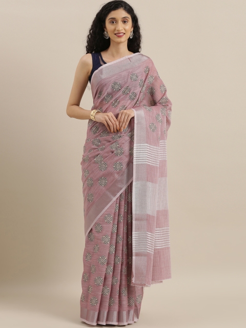 

The Chennai Silks Classicate Purple & Off-White Cotton Blend Floral Printed Saree
