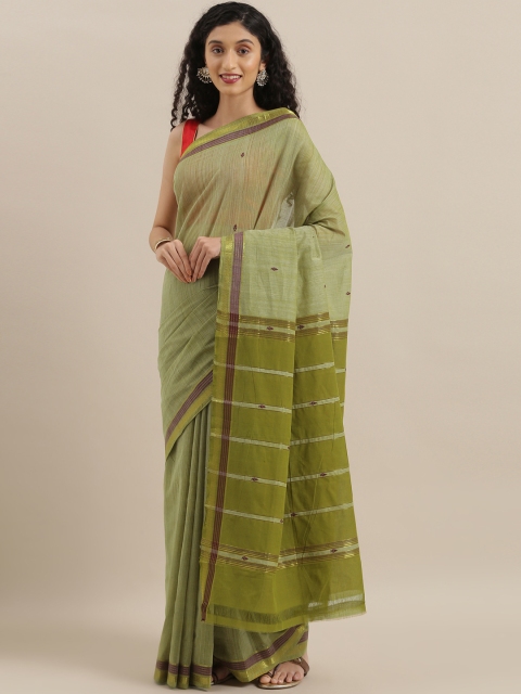 

The Chennai Silks Olive Green Woven Design Pure Cotton Sustainable Saree