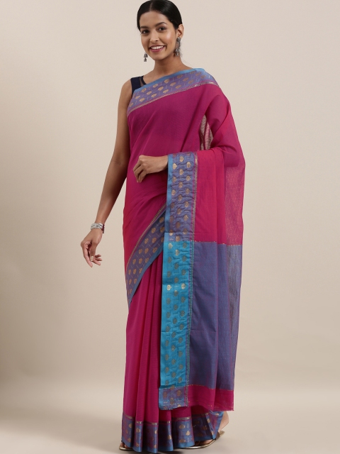 

The Chennai Silks Classicate Magenta & Blue Pure Cotton Solid Saree