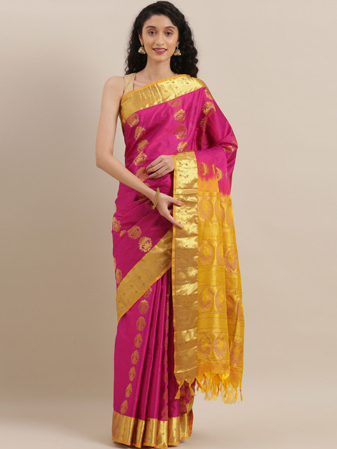 

The Chennai Silks Classicate Magenta Pink Pure Silk Woven Design Kanjeevaram Saree