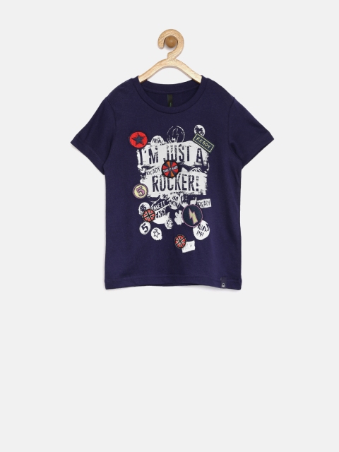 

United Colors of Benetton Boys Navy Printed T-Shirt, Navy blue