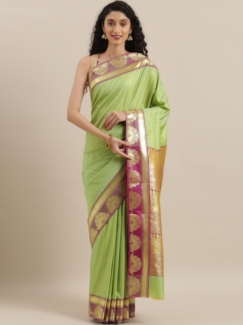

The Chennai Silks Classicate Green & Gold-Toned Art Silk Woven Design Saree