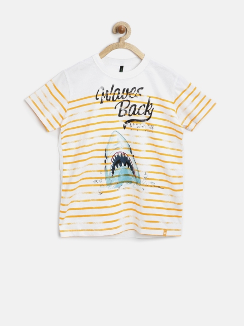 

United Colors of Benetton Boys White Striped T-Shirt