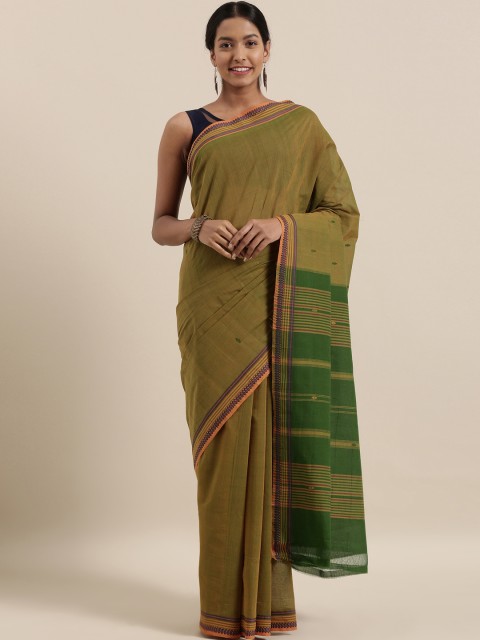 

The Chennai Silks Mustard Yellow Woven Design Pure Cotton Sustainable Saree