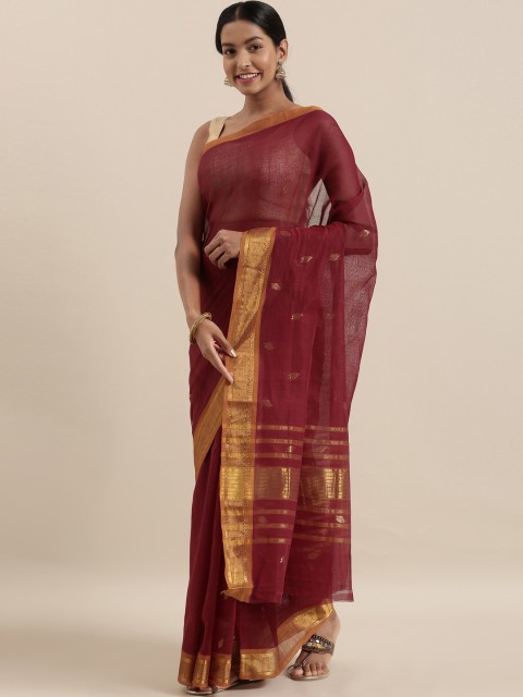 

The Chennai Silks Maroon Pure Cotton Woven Design Venkatgiri Saree