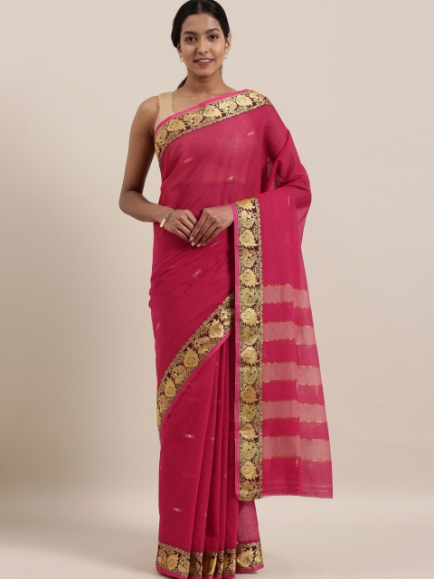 

The Chennai Silks Classicate Pink & Gold-Toned Pure Cotton Woven Design Saree