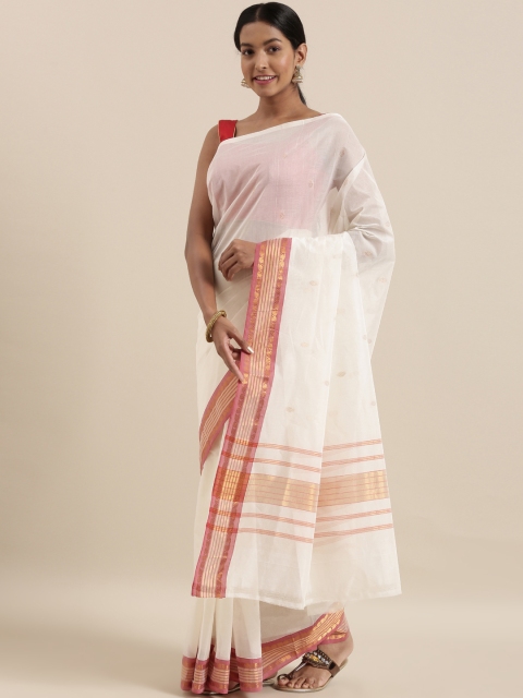 

The Chennai Silks Off-White Pure Cotton Solid Venkatgiri Sustainable Saree